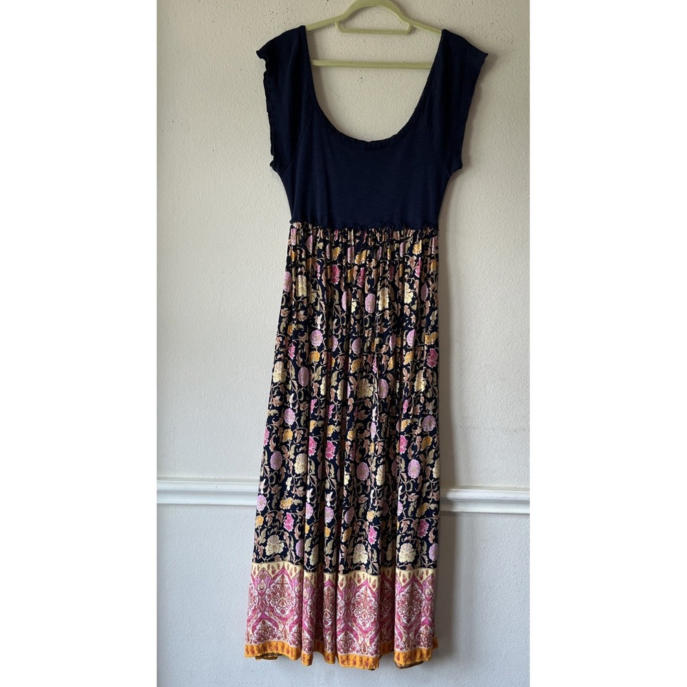 Natural Life Dress M Blue Floral Maxi Flowy Dress Resort Comfy Modest Vacation